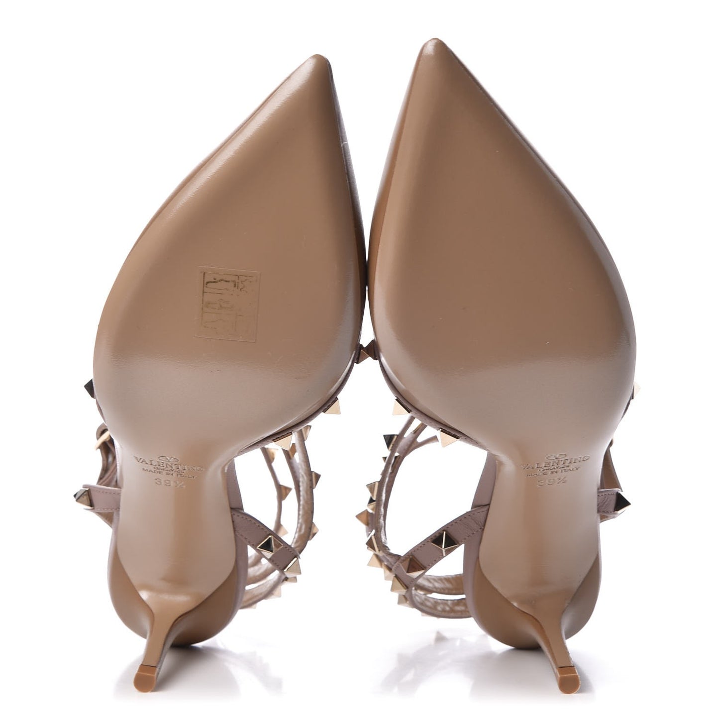 Calfskin Nappa Rockstud Ankle Strap 65mm Pumps 39.5 Alpaca Poudre