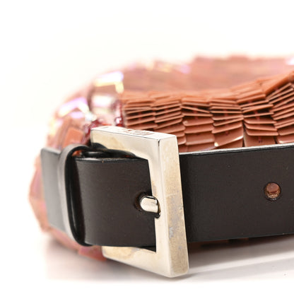 Fendi Sequin Beaded Baguette Pink Dark Brown 10 of 13