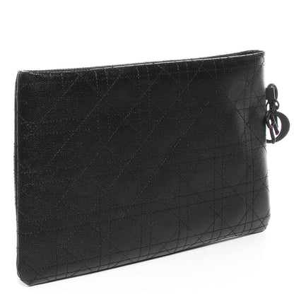 Christian Dior Coated Canvas Cannage Panarea Clutch Black 3 of 9