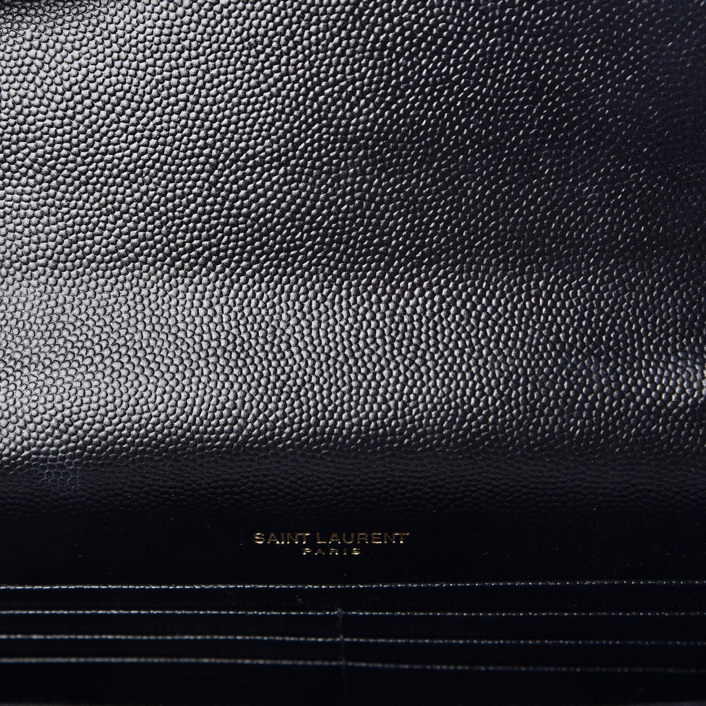 Grain De Poudre Matelasse Chevron Monogram Envelope Chain Wallet Black