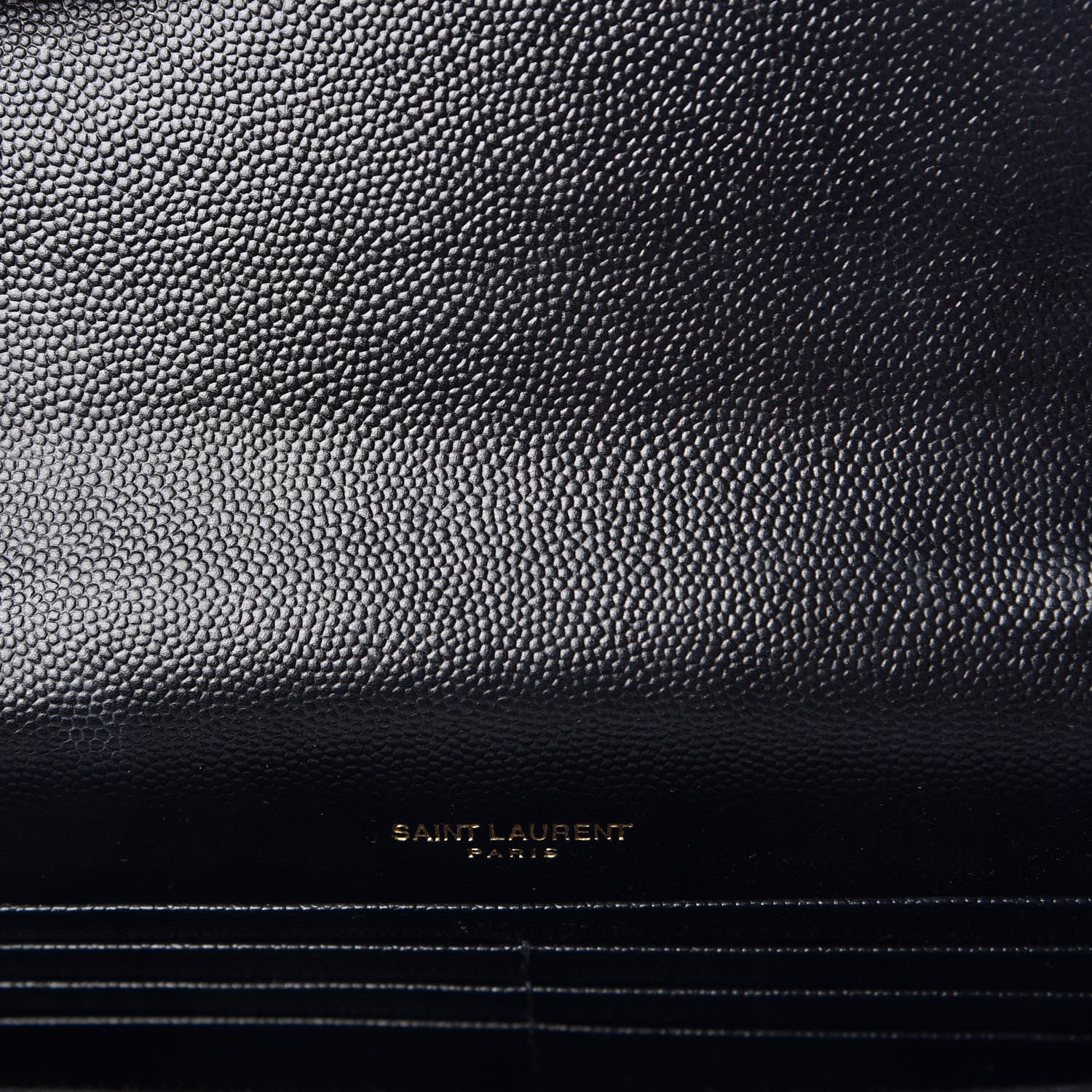 Saint Laurent Grain De Poudre Matelasse Chevron Monogram Envelope Chain Wallet Black 7 of 9