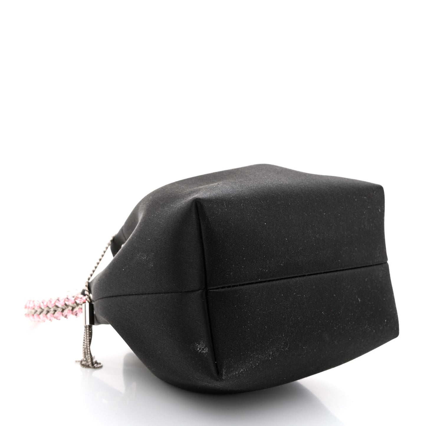 Satin Crystal Embellished Top Handle Bon Bon Bag Black