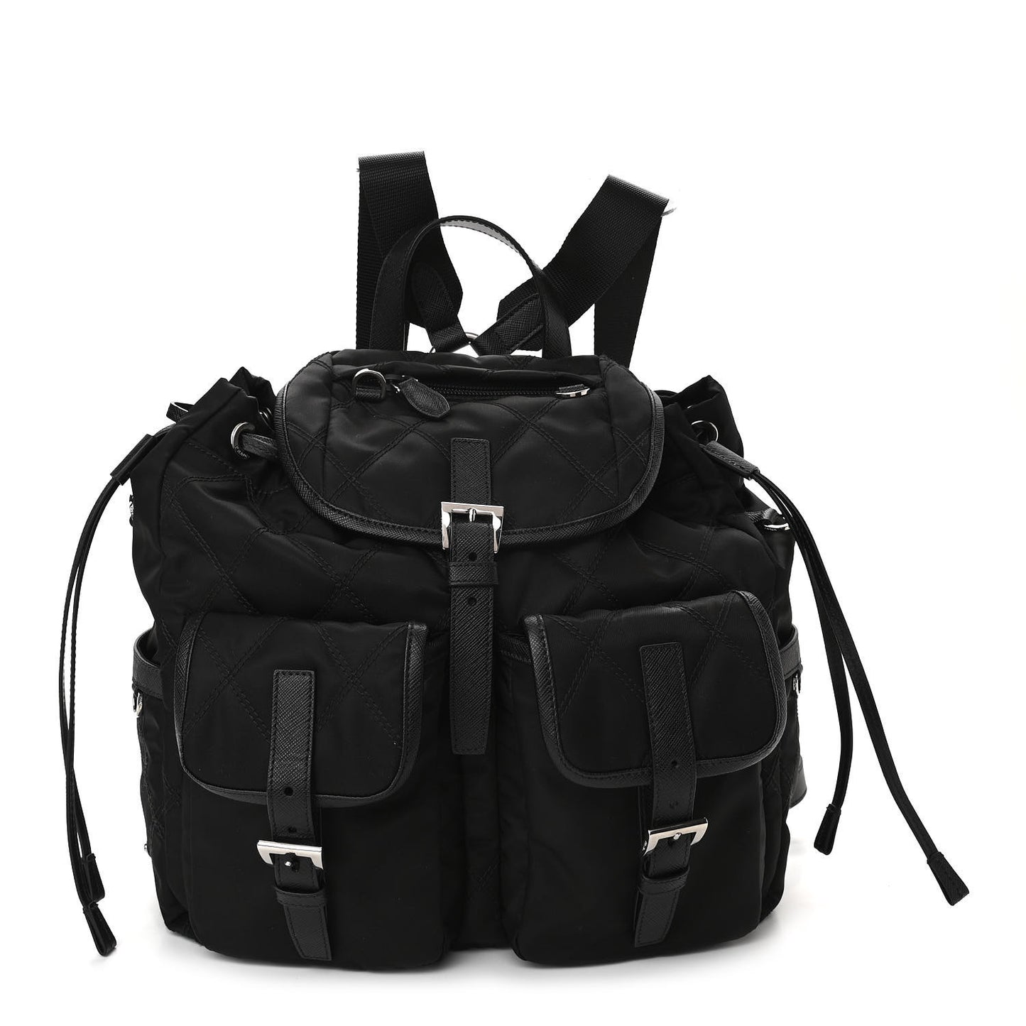 Tessuto Nylon Saffiano Vela Quilted Backpack Black