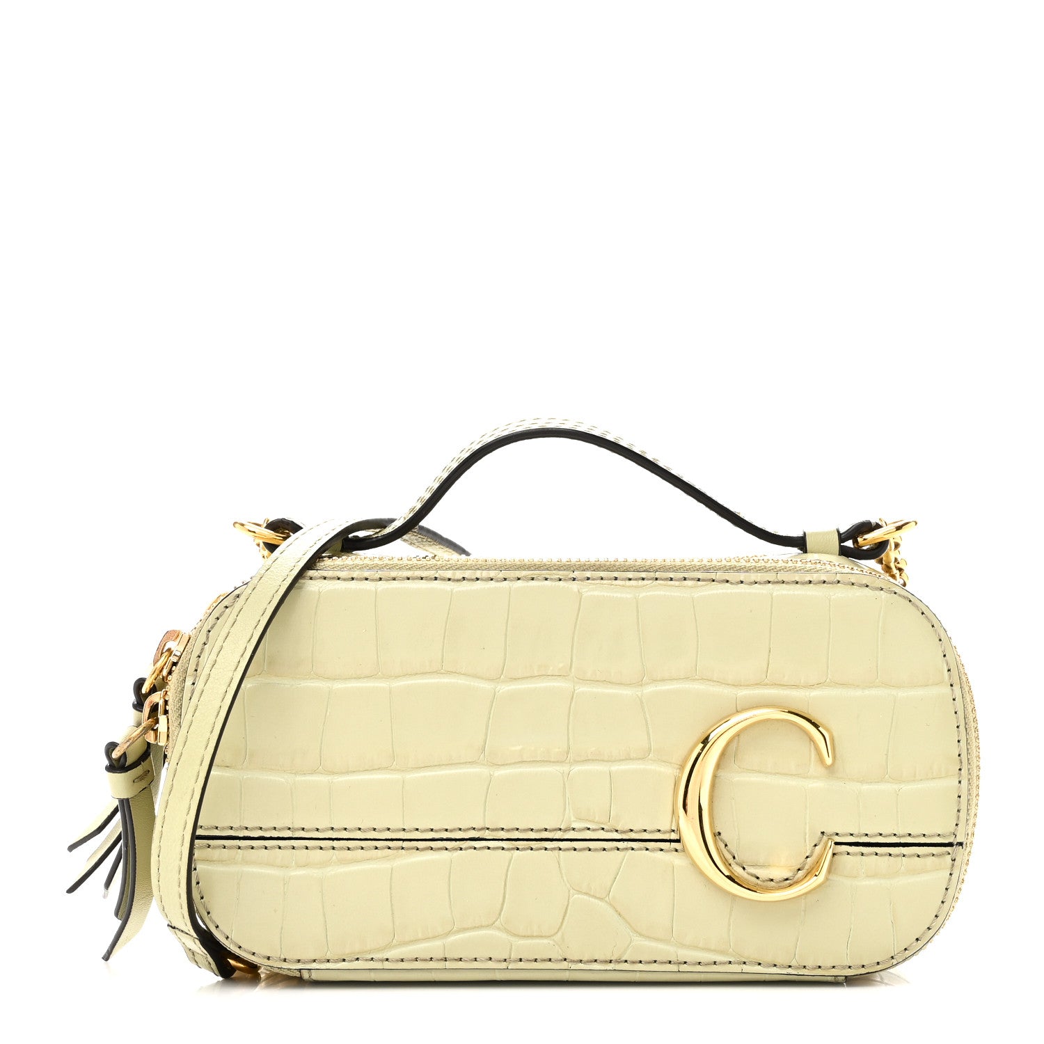 Chloe Calfskin Crocodile Embossed Mini C Vanity Bag Light Eucalyptus 1 of 9