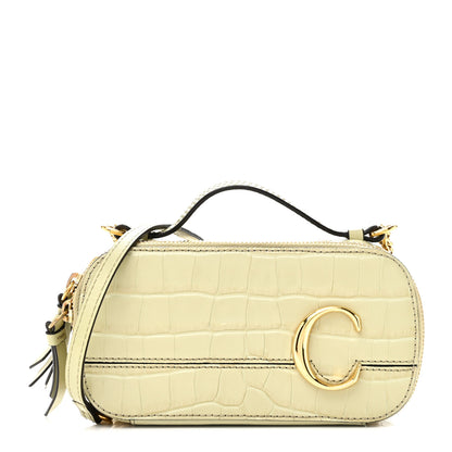 Chloe Calfskin Crocodile Embossed Mini C Vanity Bag Light Eucalyptus 1 of 9