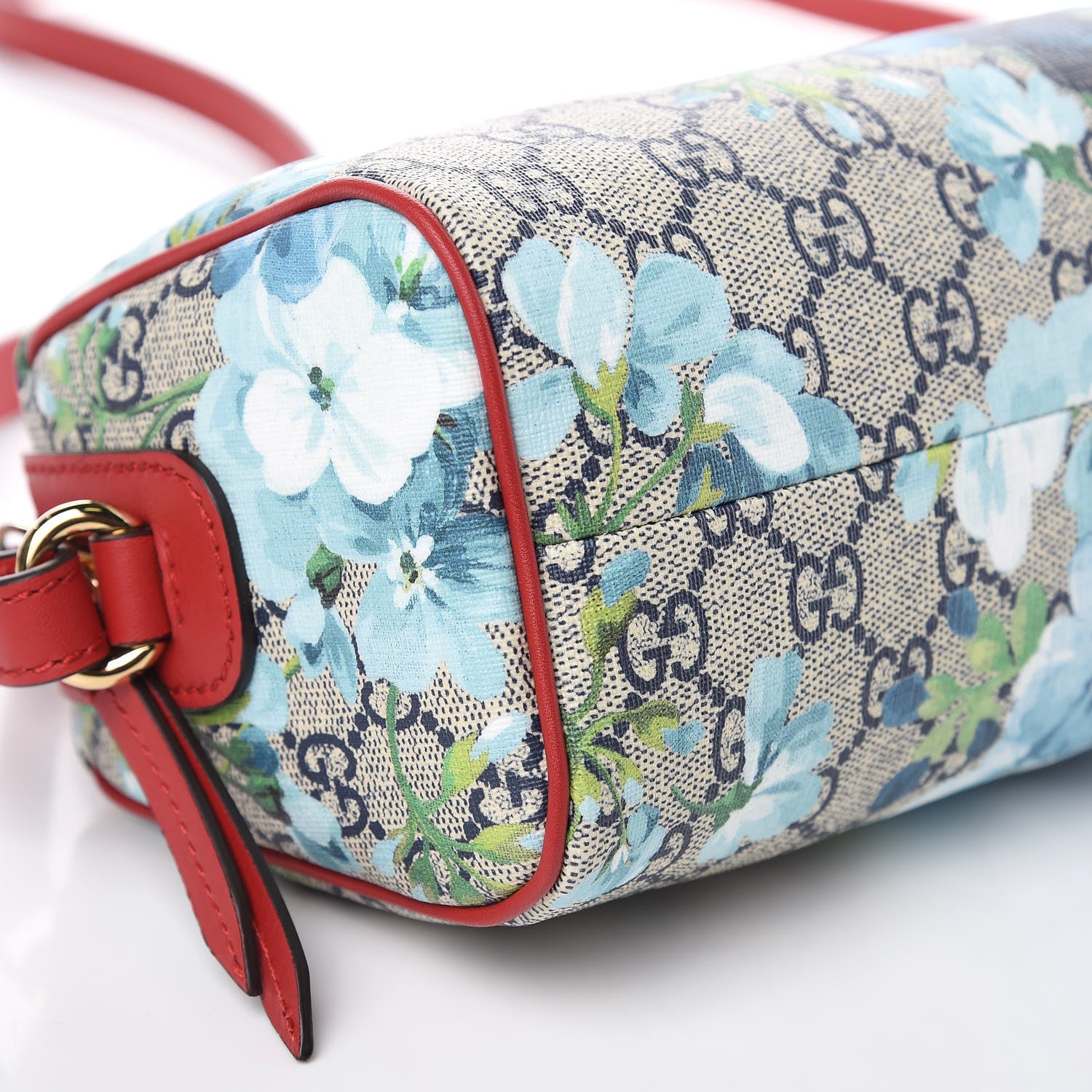 Gucci GG Supreme Monogram Blooms Mini Boston Navy Blue Hibiscus 8 of 9