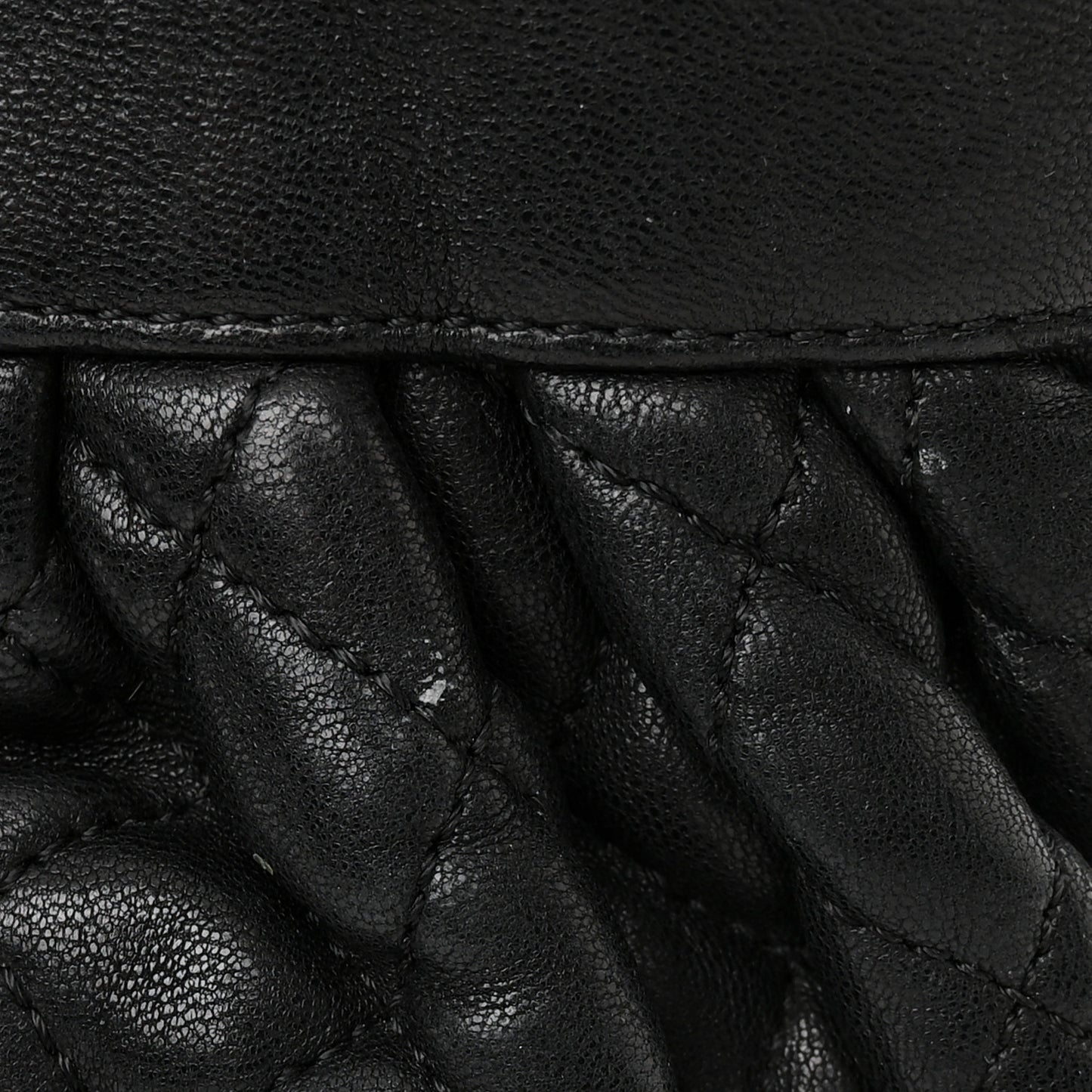 Washed Lambskin Quilted Mini Chain Around Flap Black