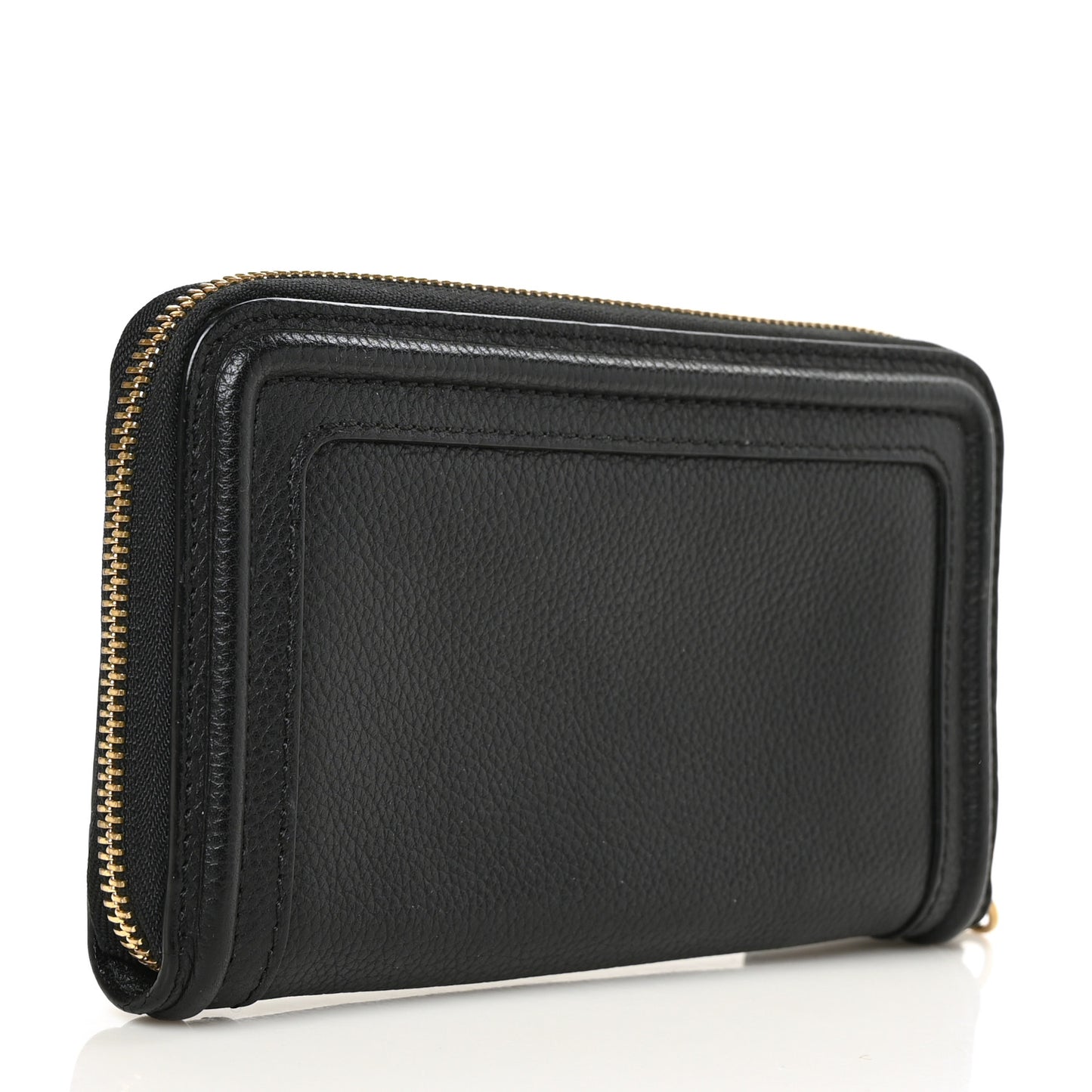 Calfskin Marcie Long Zip Around Wallet Black