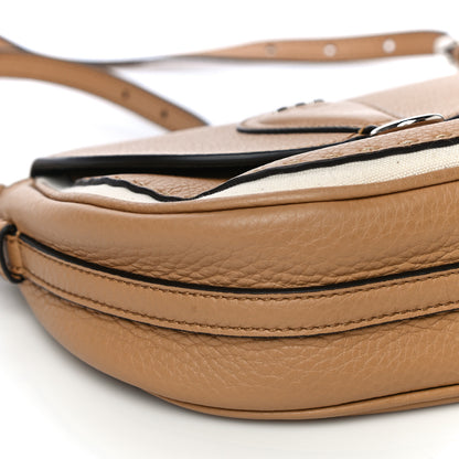 Fendi Calfskin Romano Selleria Round Saddle Bag Miele Scuro Grezzo 7 of 9