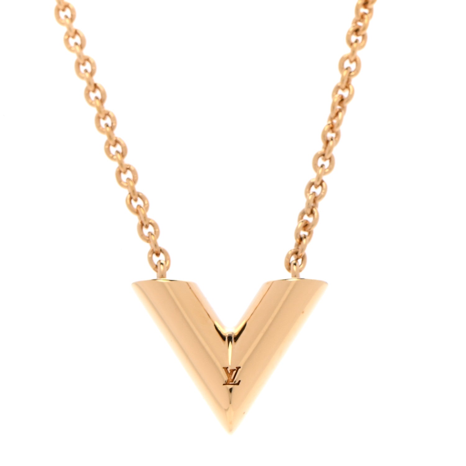 Louis Vuitton Essential V Necklace Gold 4 of 7