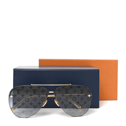 Louis Vuitton Metal Monogram LV Pilot Light Sunglasses Z1914U Gold Dark Gun 7 of 7
