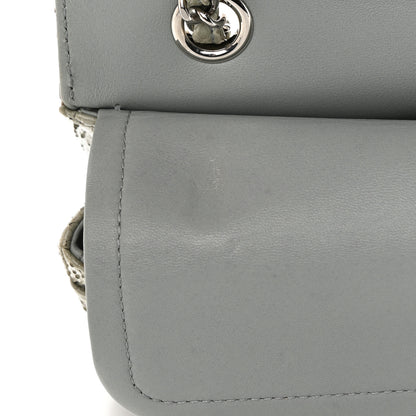 Chanel Metallic Snakeskin Medium Double Flap Light Blue 11 of 18
