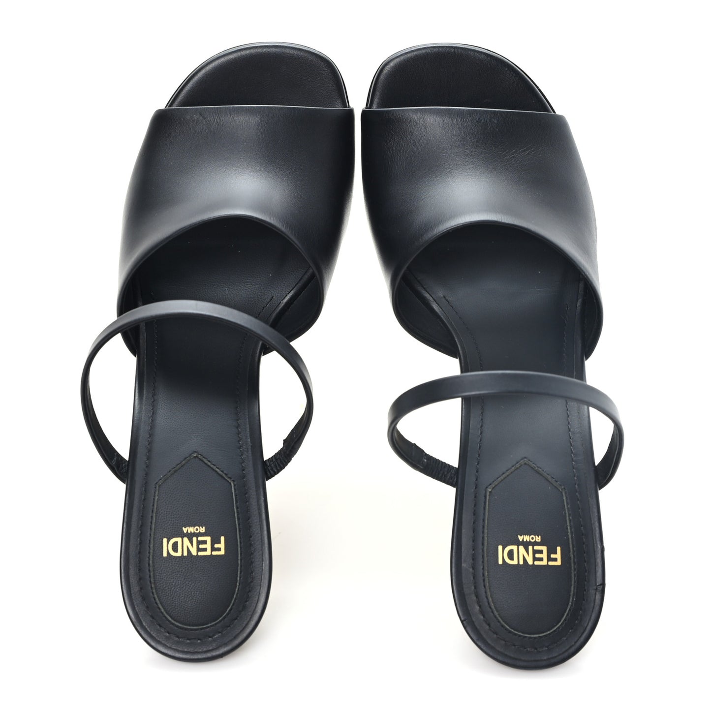 Calfskin Fendi First 95mm Slide Sandals 38 Black