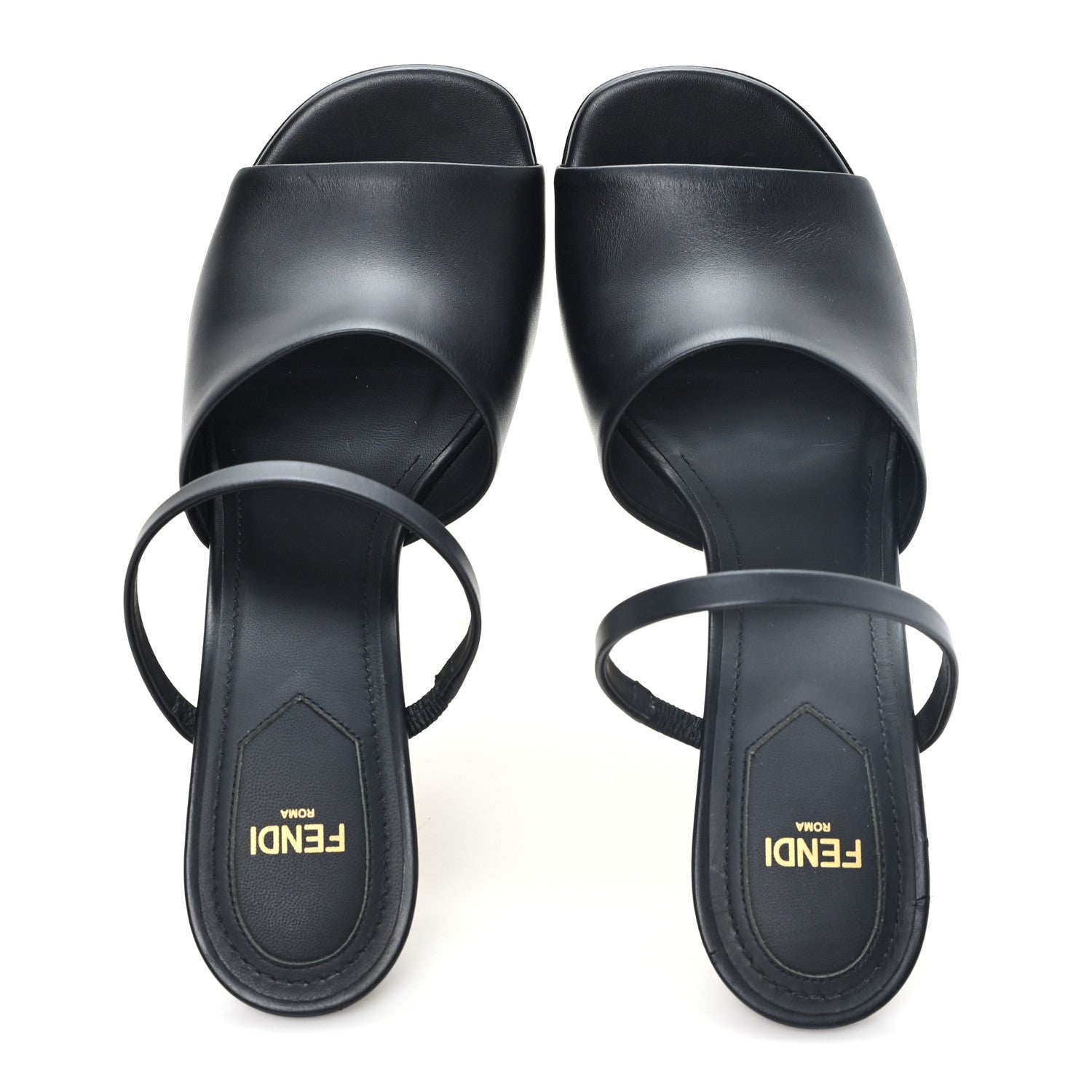 Fendi Calfskin Fendi First 95mm Slide Sandals 38 Black 2 of 9