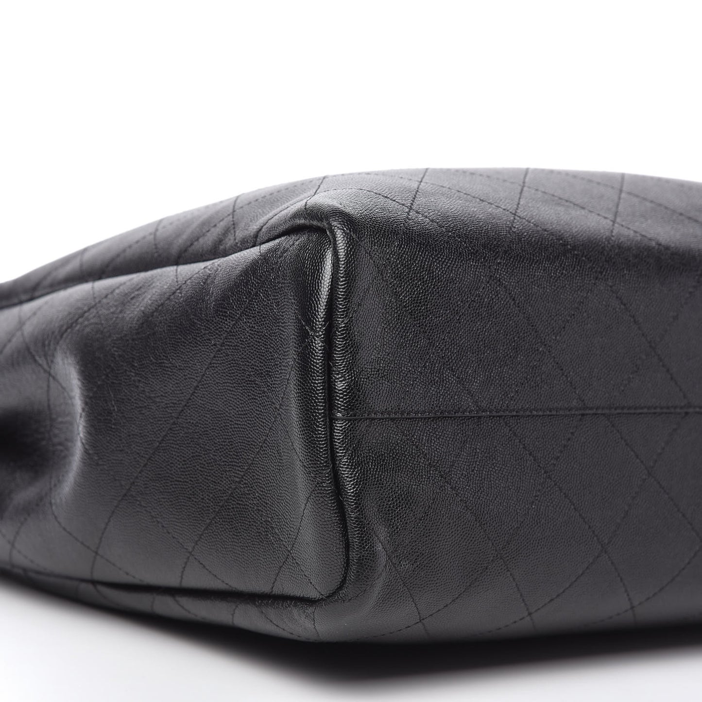 Caviar Stitched Large Shopping Tote Black