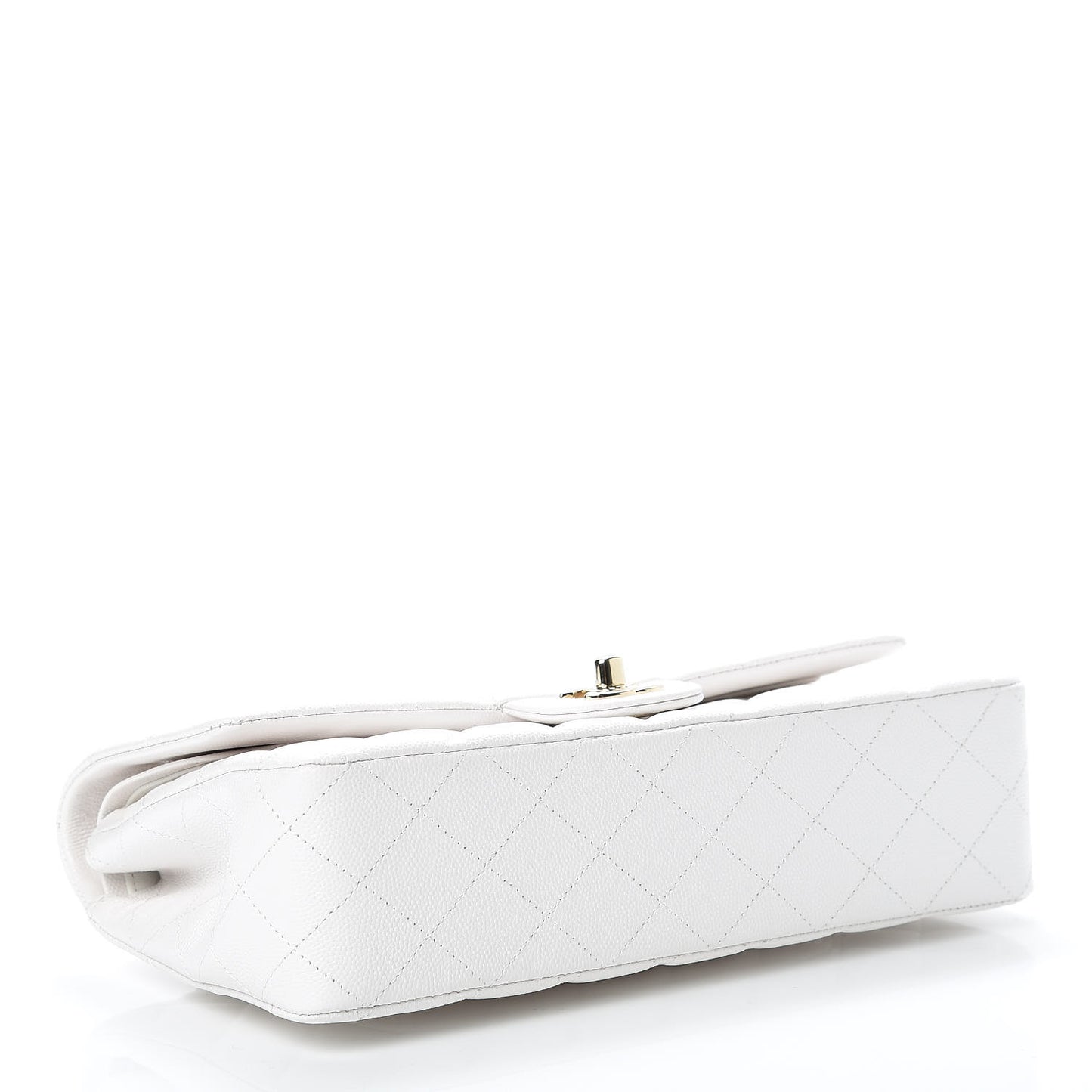 Caviar Quilted Medium Double Flap White