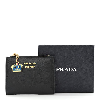 Prada Saffiano Robot Compact Wallet Black 8 of 8