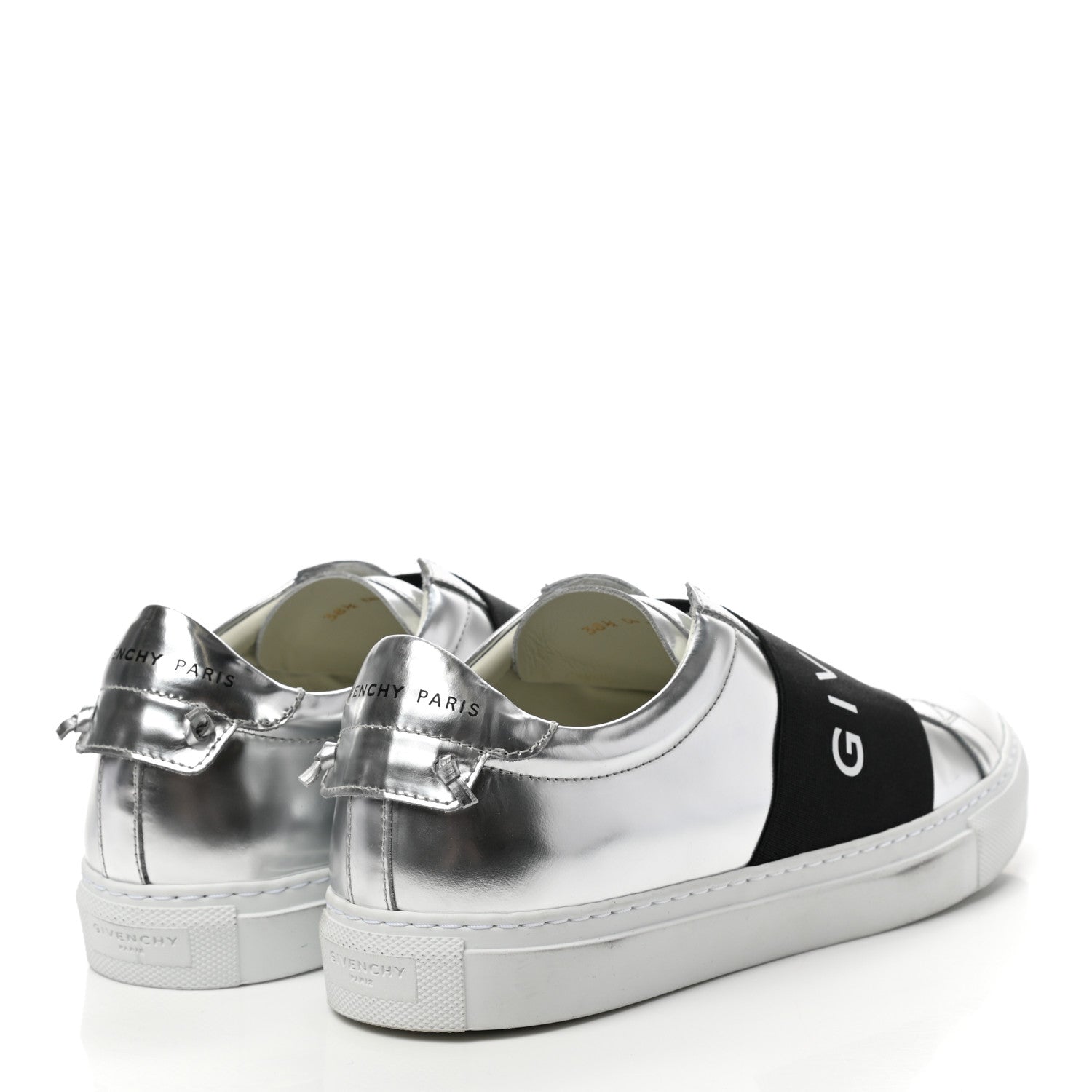 Givenchy Calfskin Band Logo Womens Urban Street Sneakers 38.5 Silvery 4 of 10