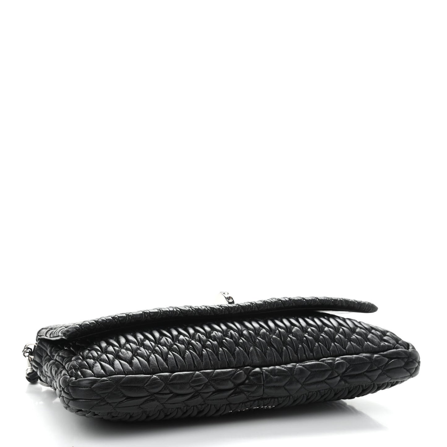 Nappa Matelasse Crystal Flap Clutch Black