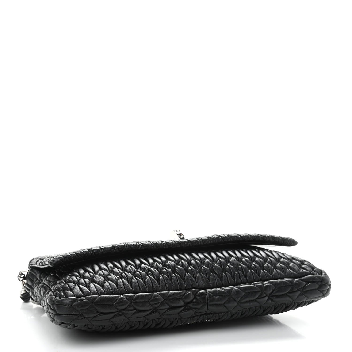 Miu Miu Nappa Matelasse Crystal Flap Clutch Black 4 of 9