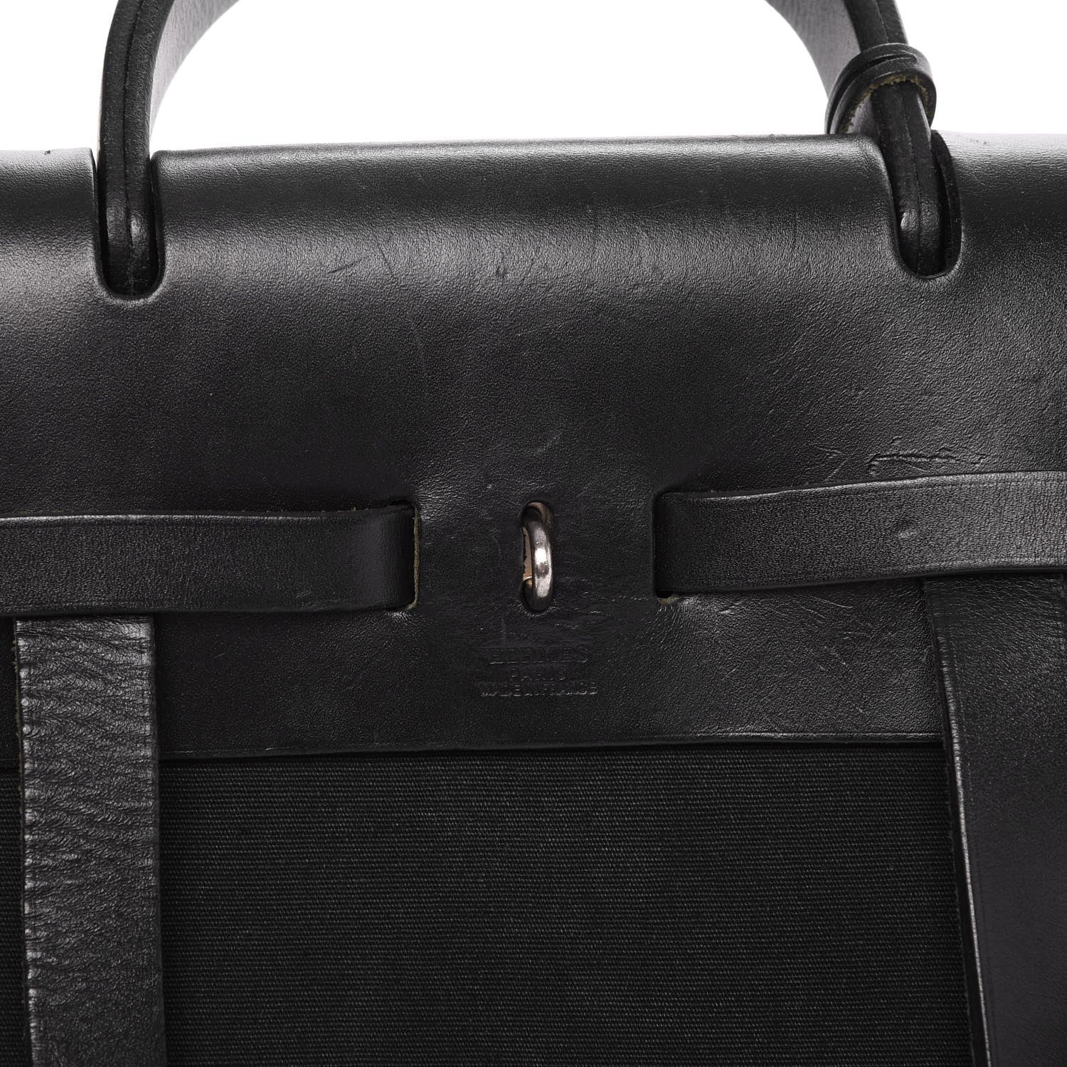 Hermes Toile Vache Calfskin Herbag 30 PM Backpack Black 8 of 14