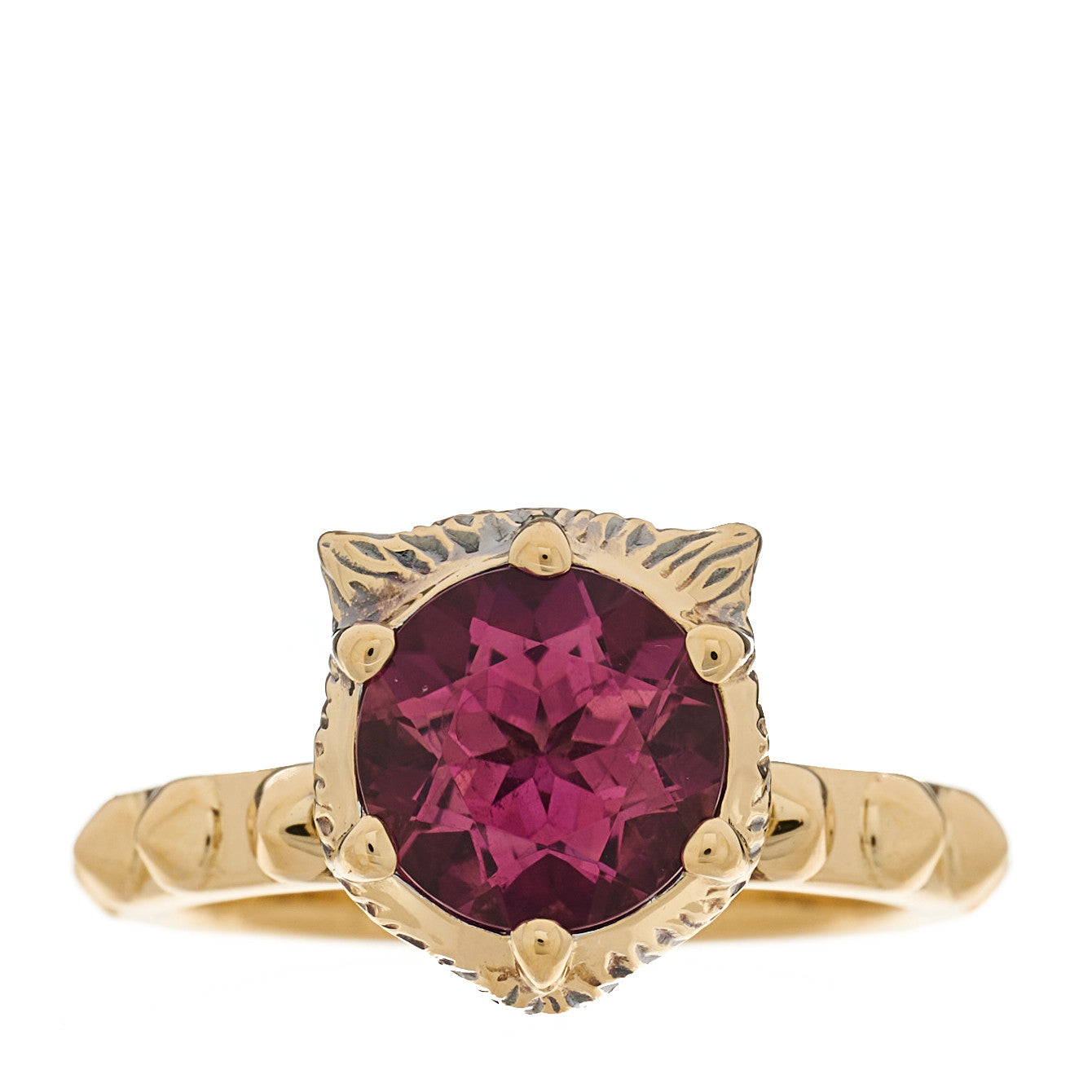 18K Yellow Gold Pink Tourmaline Le Marché Des Merveilles Feline Ring 47 4.25