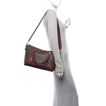 Louis Vuitton Damier Ebene Cuir Taurillon Hyde Park Fuchsia 2 of 8