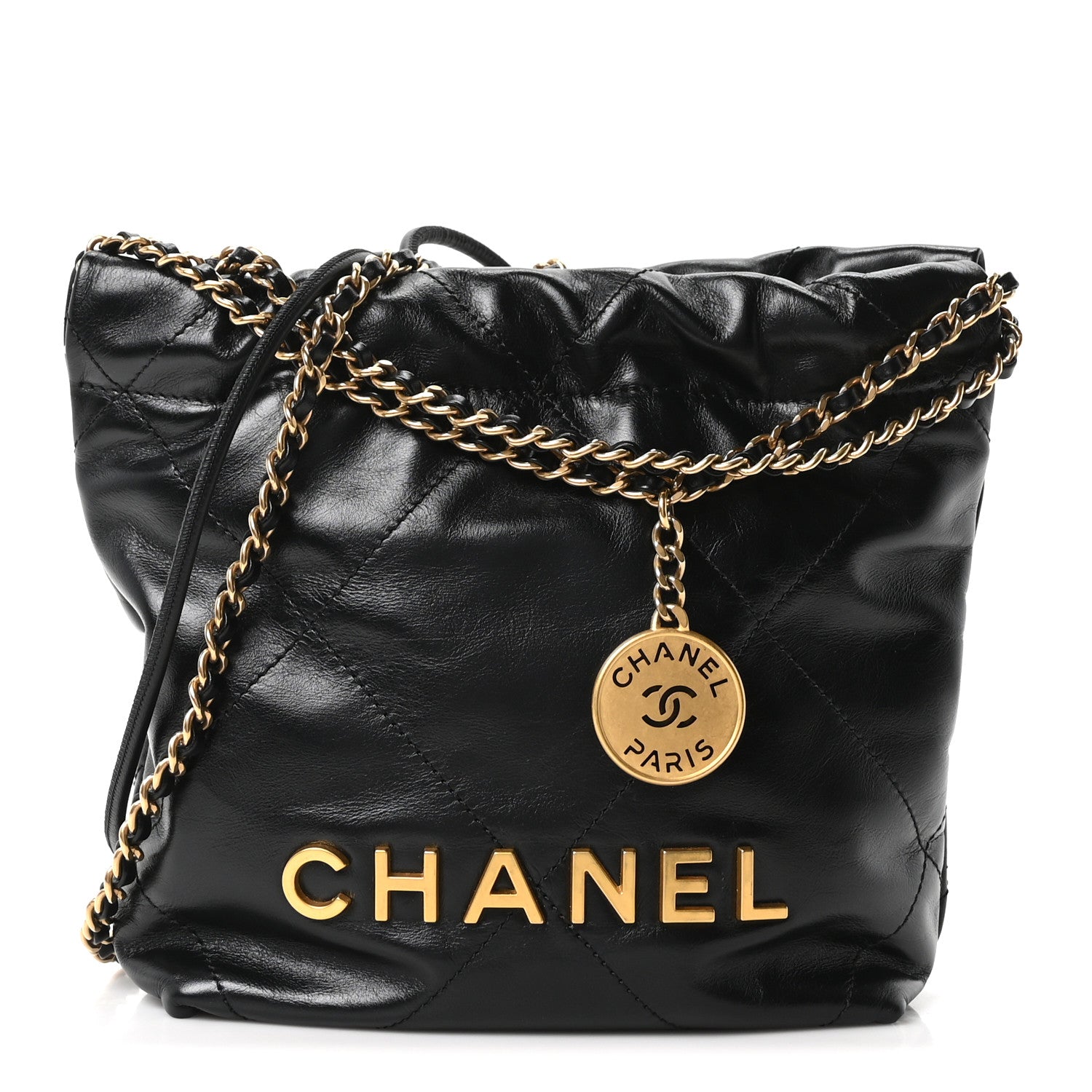 Chanel Shiny Calfskin Quilted Mini Chanel 22 Black 1 of 11