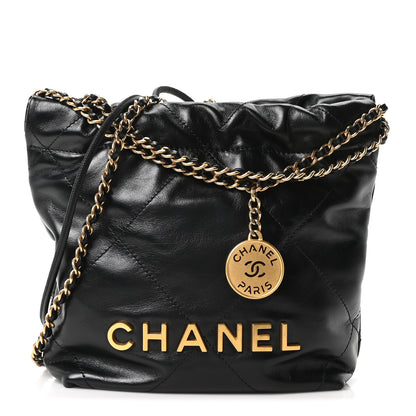 Chanel Shiny Calfskin Quilted Mini Chanel 22 Black 1 of 11