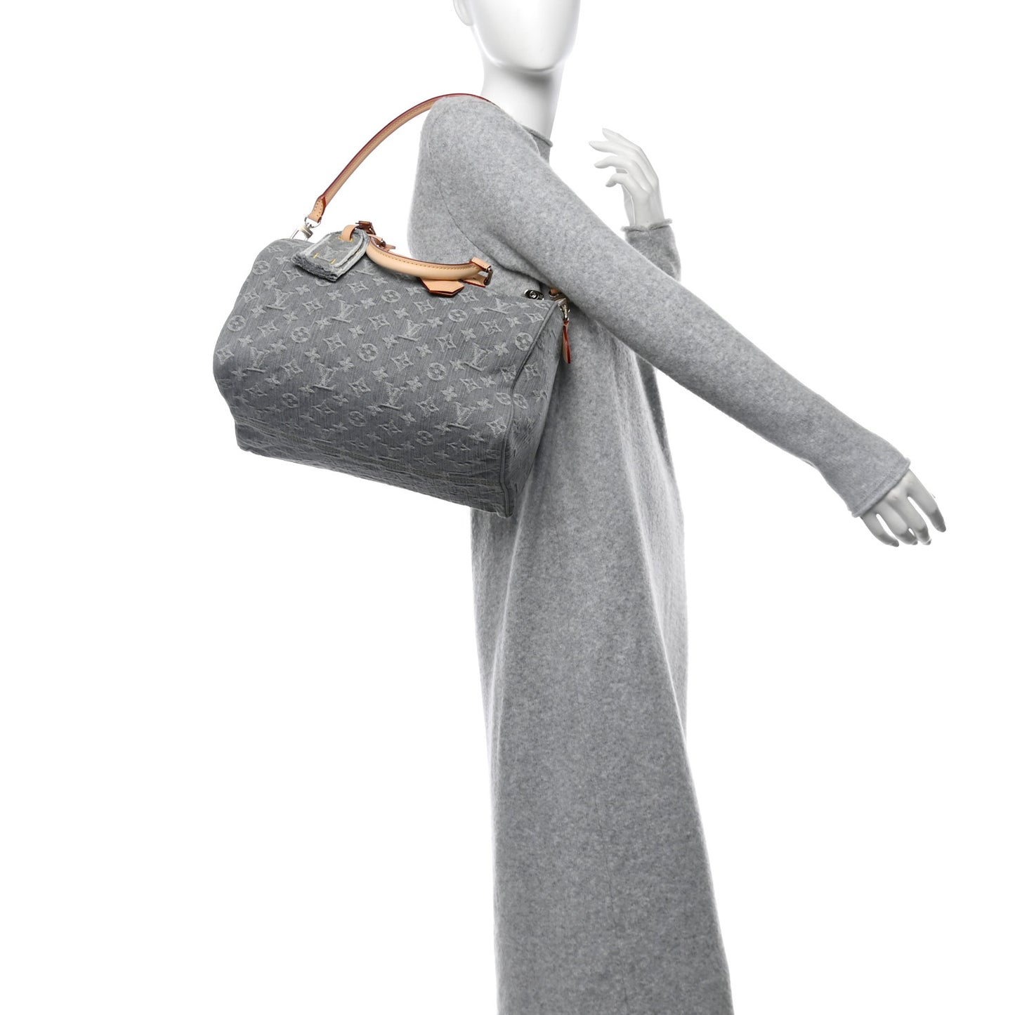 Monogram Denim Speedy Soft 30 Washed Gray