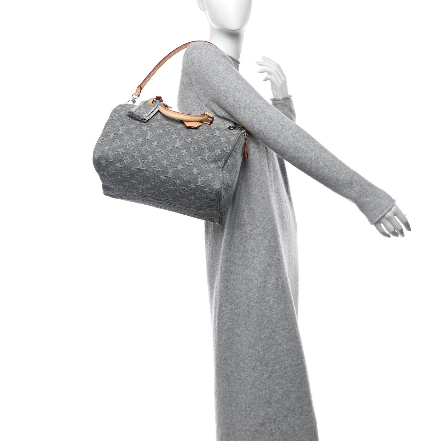 Louis Vuitton Monogram Denim Speedy Soft 30 Washed Gray 2 of 9