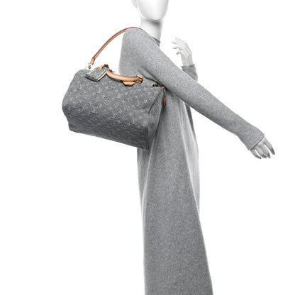 Louis Vuitton Monogram Denim Speedy Soft 30 Washed Gray 2 of 9