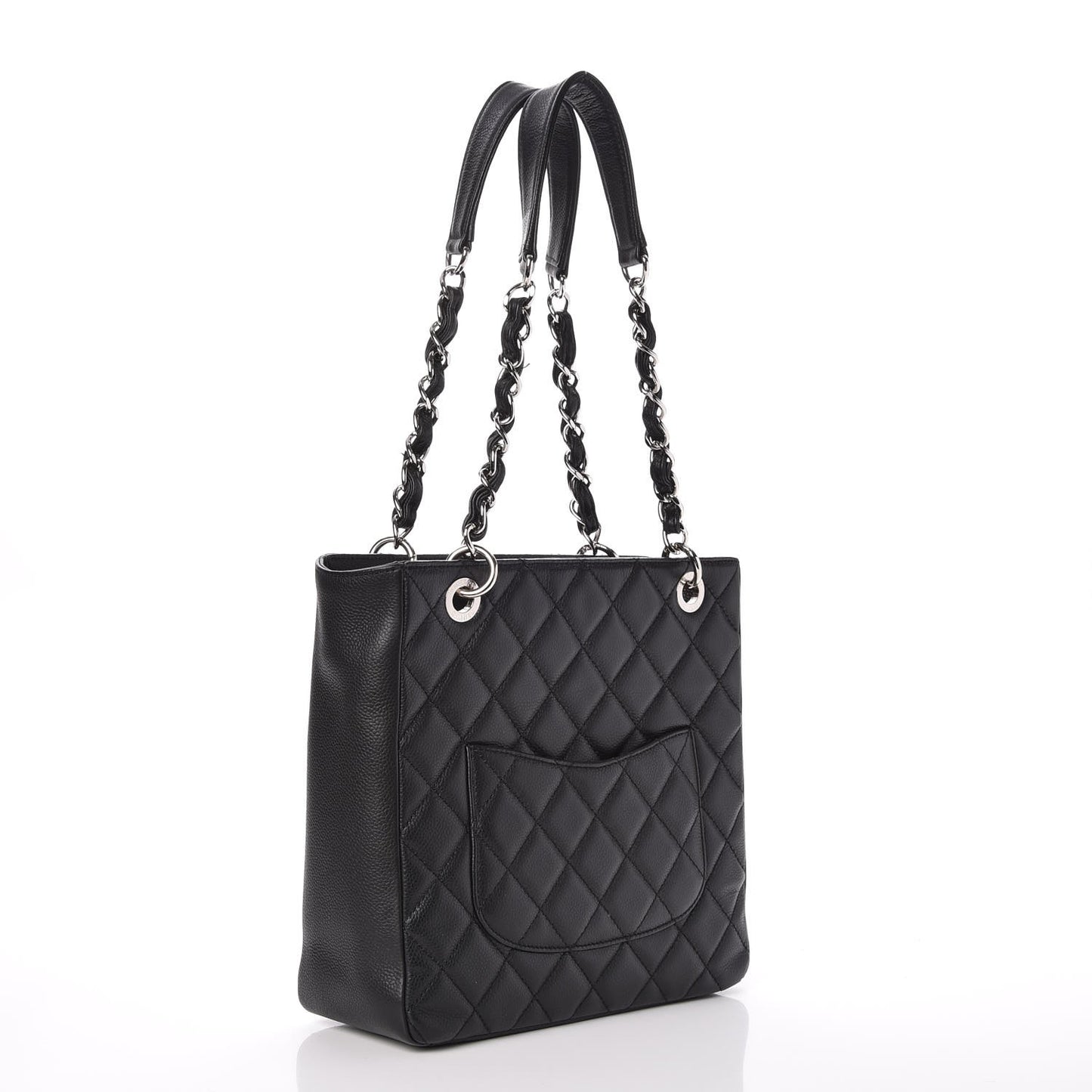 Caviar Quilted Petit Shopping Tote PST Black