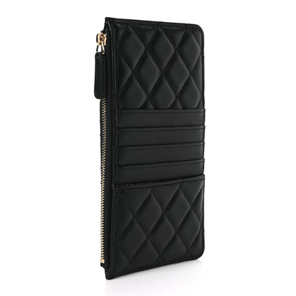 Chanel Lambskin Quilted Egyptian Amulet Classic Flat Wallet Pouch Black 3 of 7