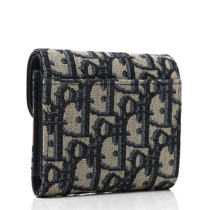 Christian Dior Oblique Saddle Lotus Wallet Blue 2 of 4