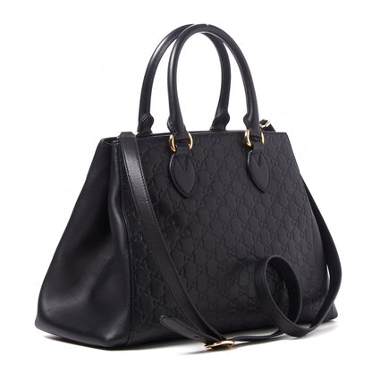 Gucci Soft Guccissima Signature Top Handle Tote Bag Black 2 of 8