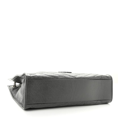 Saint Laurent Crinkled Calfskin Matelasse Monogram Niki Shoulder Bag Storm 4 of 10