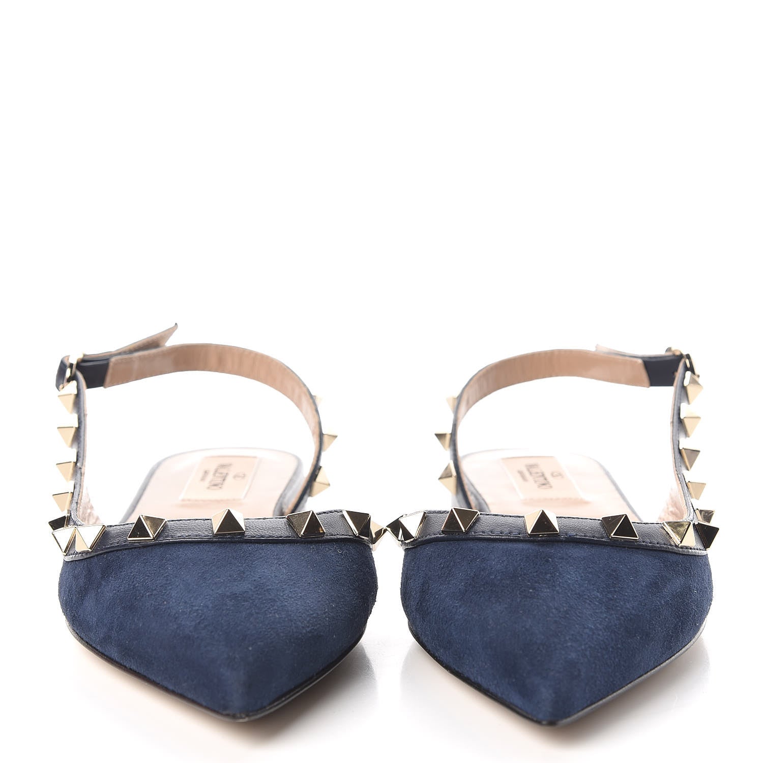 Valentino Garavani Suede Nappa Rockstud Slingback Flats 35 Marine 2 of 9