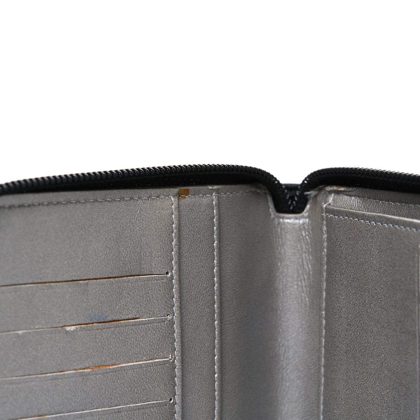 Lambskin Camellia Embossed Zip Around Organizer Wallet Black