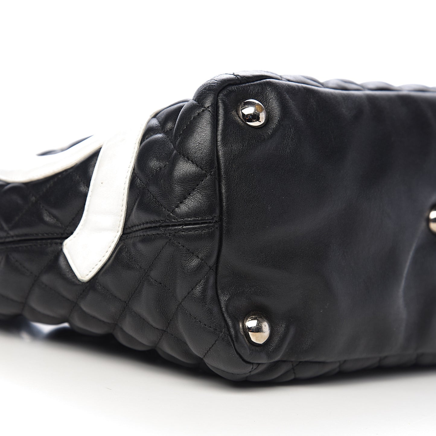 Calfskin Quilted Large Cambon Tote Black White