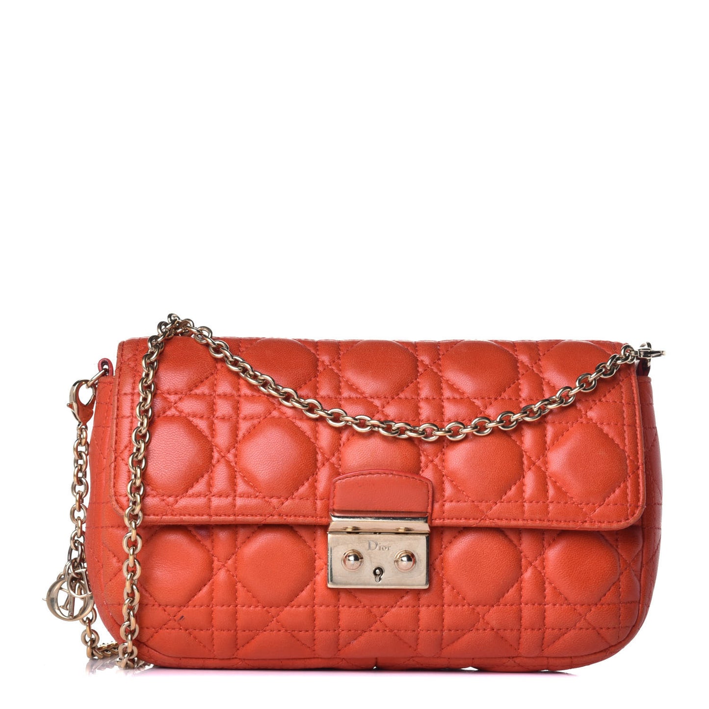 Lambskin Cannage Miss Dior Promenade Pouch Vermillion