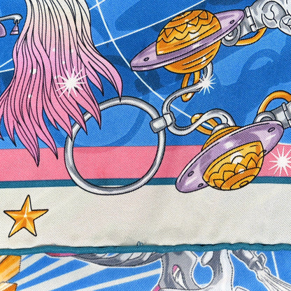 Hermes Silk Chorus Stellarum Scarf 70 Gris Perle Bleu Azur 5 of 5