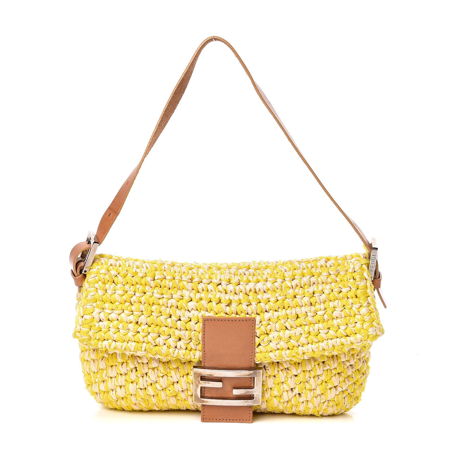 Fendi Woven Straw Baguette Yellow 1 of 9