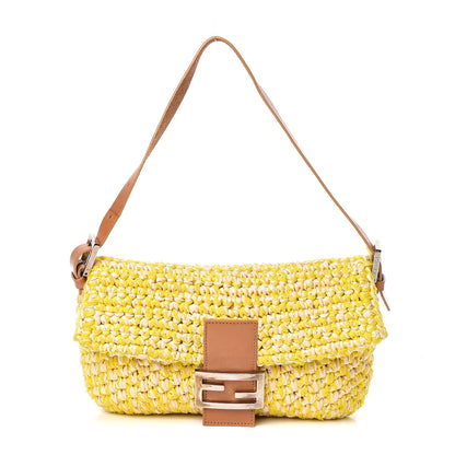 Fendi Woven Straw Baguette Yellow 1 of 9