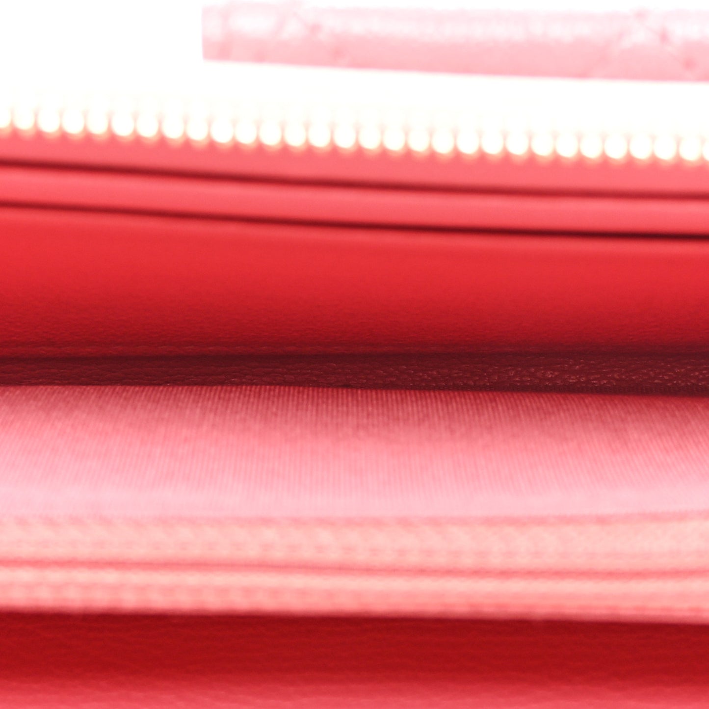 Goatskin Quilted Tri-Color In & Out Zip Around Wallet Orange Green Pink