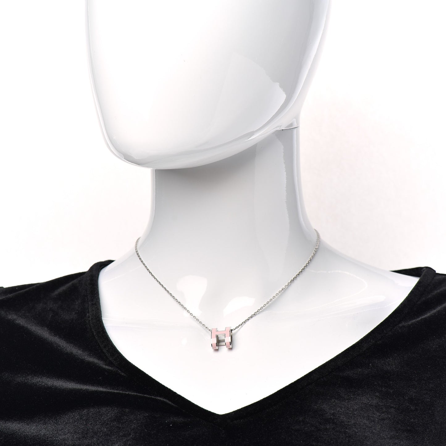 Lacquered Palladium Pop H Pendant Necklace Rose Dragee
