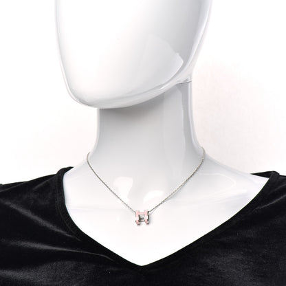 Hermes Lacquered Palladium Pop H Pendant Necklace Rose Dragee 2 of 6