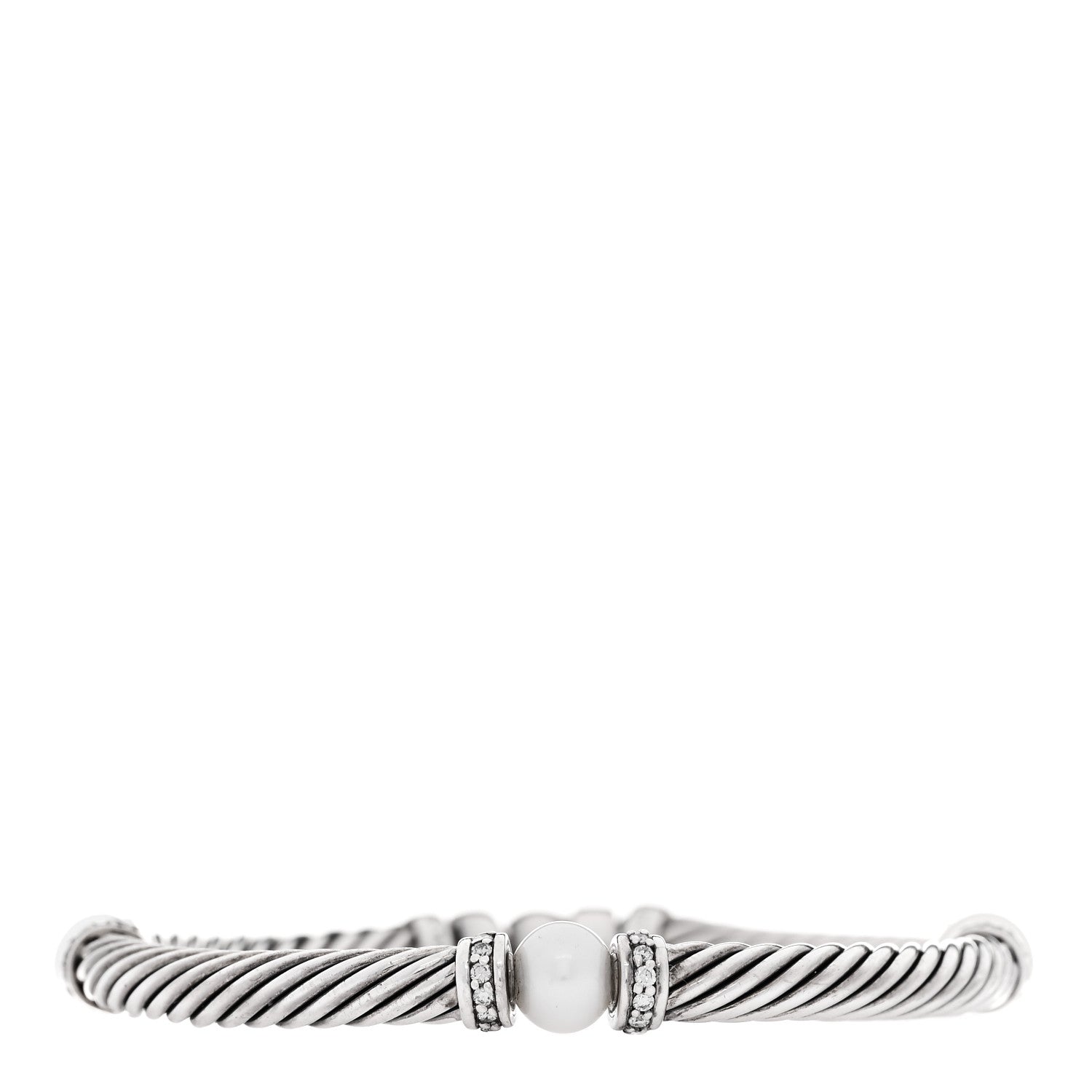 David Yurman Sterling Silver Diamond Cultured Pearl Metro Link Bracelet 1 of 3