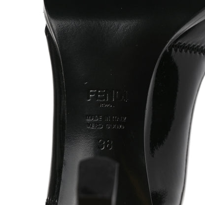 Fendi Glossy Neoprene FFrame Ankle Boots 38 Black 7 of 8
