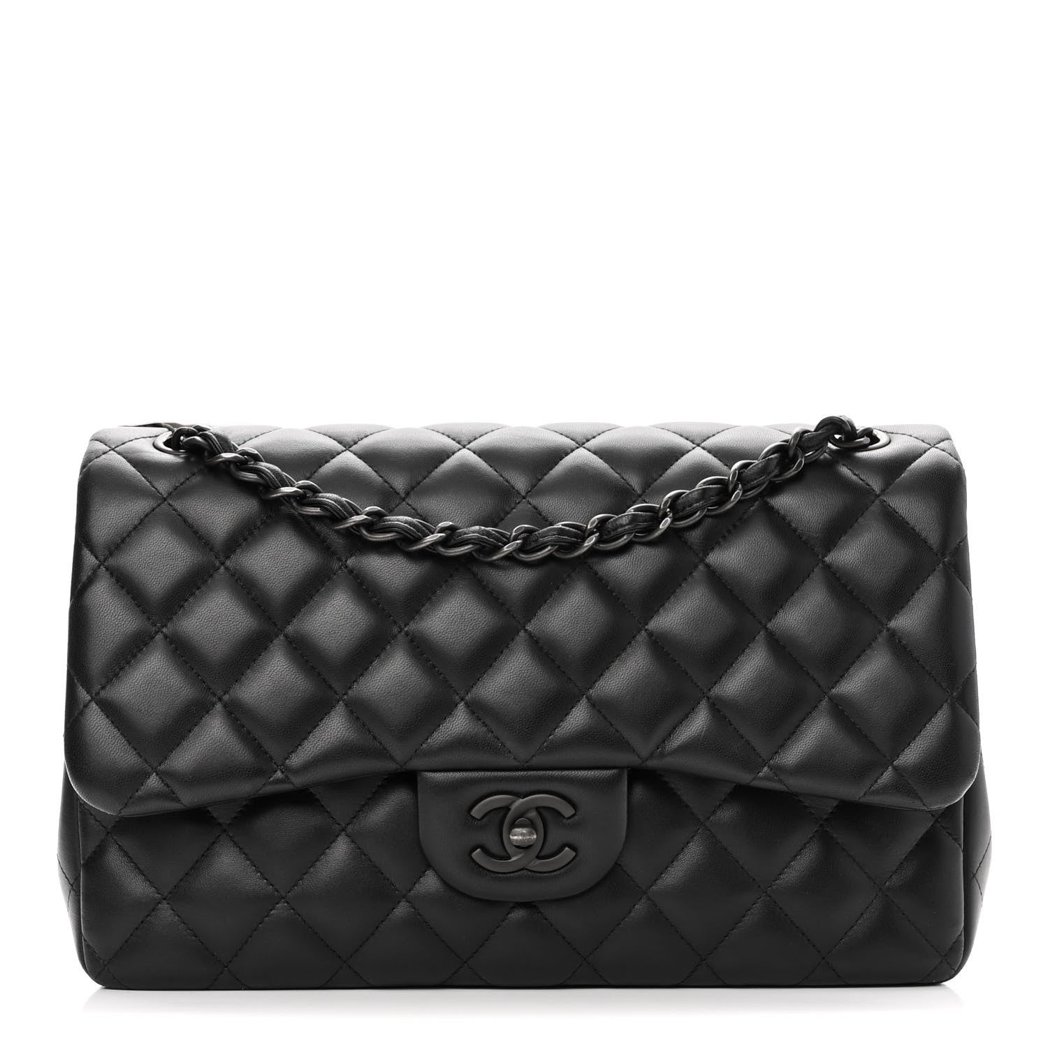 Chanel Lambskin Quilted Jumbo Double Flap So Black 1 of 11